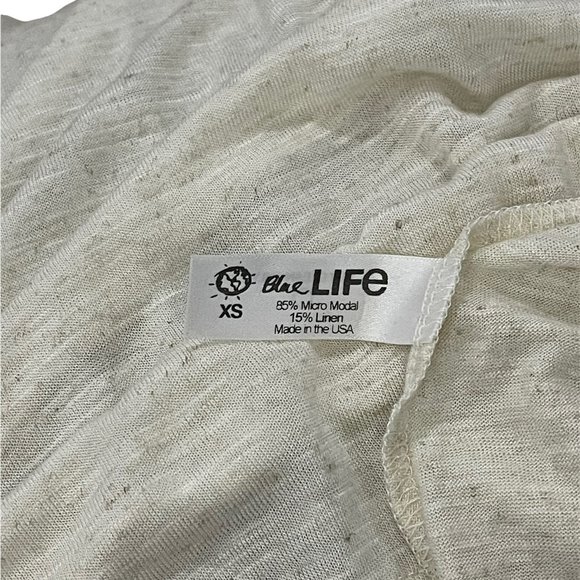 Blue Life V Neck T Back Slub Knit Tank Top With Lace Trim Extra Small Beige NWT - Picture 8 of 9